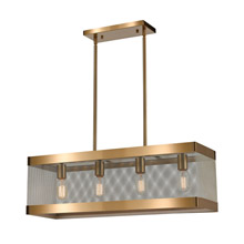 ELK Home D4334 Line in the Sand 4-Light Linear Chandelier in Satin Brass and Antique Silver