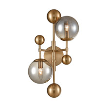 ELK Home D4362 Ballantine 2-Light Sconce in Aged Brass with Mouth-blown Smoked Glass Orbs
