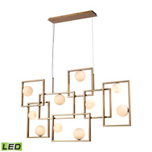ELK Home D4380 Amazed 7-Light Island Light in Aged Brass with Mouth-blown White Glass Orbs