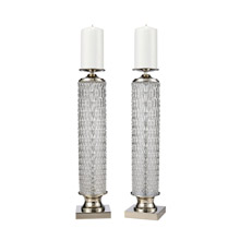 ELK Home D4407/S2 Chaufer Candle Holders in Polished Nickel and Clear (Set of 2)