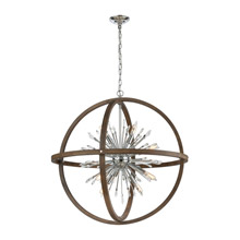 ELK Home D4470 Morning Star 6-Light Chandelier in Aged Wood and Polished Chrome with Clear Crystal