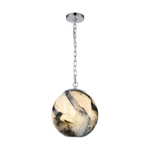 ELK Home D4490 Blue Planetary 1-Light Pendant in Blue Planet and Chrome with a Hand-formed Glass Orb