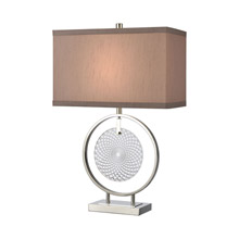 ELK Home D4493 Saturn Table Lamp in Chrome with a Grey-Taupe Faux Silk Shade