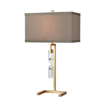 ELK Home D4495 Auberge Table Lamp in Gold Leaf and Clear Crystal with a Grey Faux Silk Shade
