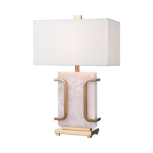 ELK Home D4514 Archean Table Lamp in Pink and Cafe Bronze with a White Linen Shade