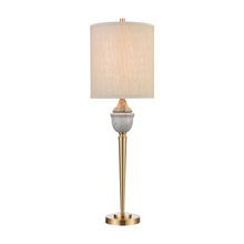 ELK Home D4515 Henley Table Lamp in Grey Marble and Cafe Bronze with Light Taupe Linen Shade