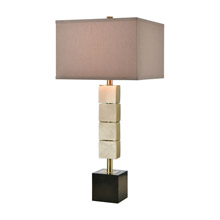 ELK Home D4524 Bolster Table Lamp in Honey Brass with a Light Taupe Faux Silk Shade