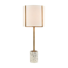 ELK Home D4551 Trussed Table Lamp in White Terazzo and Gold with a Pure White Linen Shade