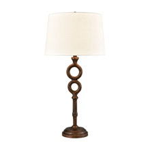 ELK Home D4603 Hammered Home Table Lamp in Bronze with a Cream Linen Shade
