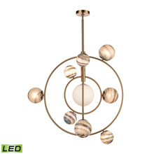 ELK Home D4616 Orbital 10-Light Chandelier in Grey Planet and Aged Brass with Glass Orbs