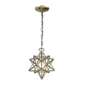 Moravian Star 1-Light Mini Pendant in Antique Brass with Clear Glass - Small - ELK Home 1145-014