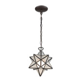 Moravian Star 1-Light Mini Pendant in Oil Rubbed Bronze with Frosted Glass - Small - ELK Home 1145-015