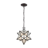 Moravian Star 1-Light Mini Pendant in Oil Rubbed Bronze with Frosted Glass - Large - ELK Home 1145-021