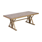 Better Ending Coffee Table in Bright Aged Gold and Brown Stained Solid Pine - ELK Home 164-004