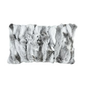 Heavy Petting Genuine Rabbit Fur Lumbar Pillow in Grey and White - ELK Home 5227-009