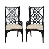 Bamboo Wing Back Chair - Set Of 2 - Woodlands Molten Lava Under Black - ELK Home 659522PWMLB