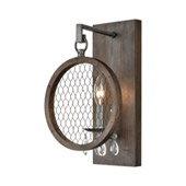 Industrial Renaissance Invention 1-Light Wall Sconce in Aged Wood and Wire - ELK Home D4328