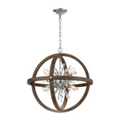 Morning Star 10-Light Chandelier in Aged Wood and Polished Chrome with Clear Crystal - ELK Home D4469