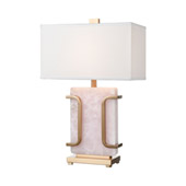 Archean Table Lamp in Pink and Cafe Bronze with a White Linen Shade - ELK Home D4514