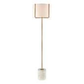 Trussed Floor Lamp in White Terazzo and Gold with a Pure White Linen Shade - ELK Home D4550