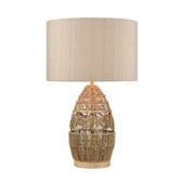 Husk Table Lamp in Natural Finish with Mushroom Linen Shade - ELK Home D4553