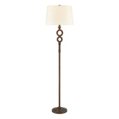 Hammered Home Floor Lamp in Bronze with a Natural Linen Shade - ELK Home D4604