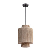 Corsair 1-Light Mini Pendant in Natural Finish with a Woven Jute Shade - ELK Home D4638