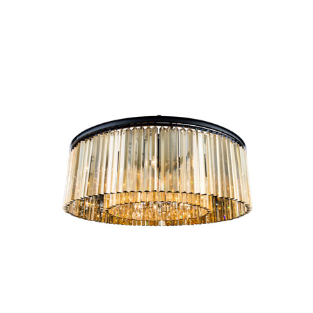 Elegant Lighting 1208F43MB-GT/RC Crystal Sydney Large Flush Mount Ceiling Light Fixture - Golden Teak (Smoky)