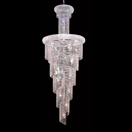 Elegant Lighting 1800SR22C/EC Crystal Spiral Tall Chandelier - (Clear)