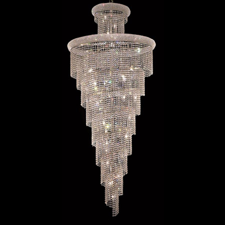 Elegant Lighting 1800SR36C/EC Crystal Spiral Tall Chandelier - (Clear)