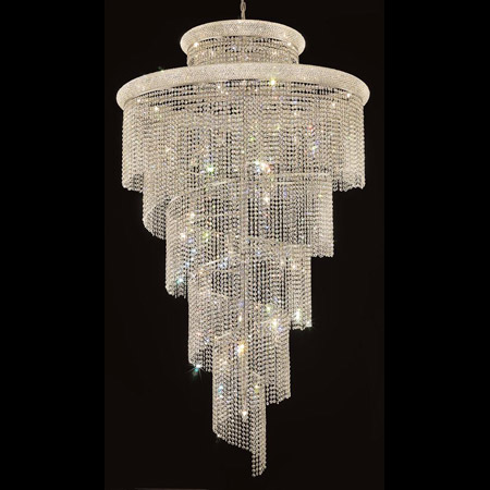Elegant Lighting 1800SR48C/EC Crystal Spiral Tall Chandelier - (Clear)