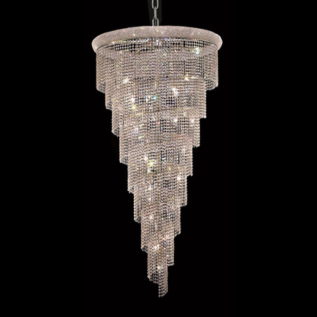 Elegant Lighting 1801SR36C/EC Crystal Spiral Tall Chandelier - (Clear)