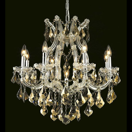 Elegant Lighting 2800D26C-GT/RC Crystal Maria Theresa Chandelier - Golden Teak (Smoky)