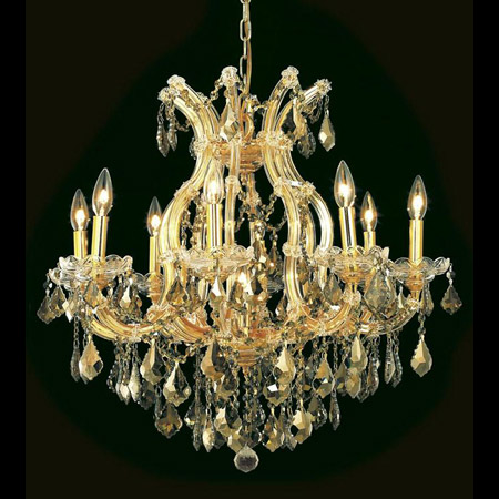 Elegant Lighting 2800D26G-GT/RC Crystal Maria Theresa Chandelier - Golden Teak (Smoky)