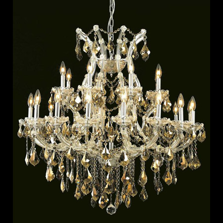 Elegant Lighting 2800D36C-GT/RC Crystal Maria Theresa Chandelier - Golden Teak (Smoky)