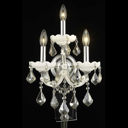 Elegant Lighting 2800W3WH-GT/RC Crystal Maria Theresa Wall Sconce - Golden Teak (Smoky)