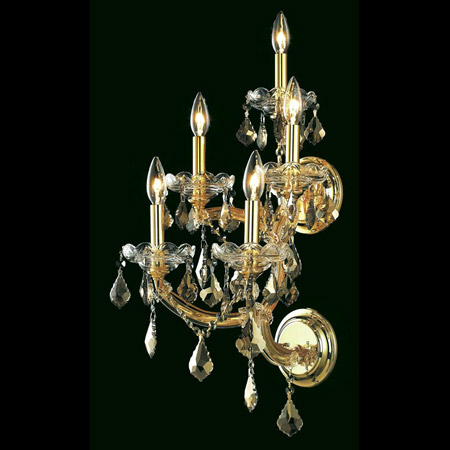 Elegant Lighting 2800W5G-GT/RC Crystal Maria Theresa Wall Sconce - Golden Teak (Smoky)