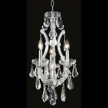Elegant Lighting 2801D12C/RC Crystal Maria Theresa Mini Chandelier Pendant - (Clear)