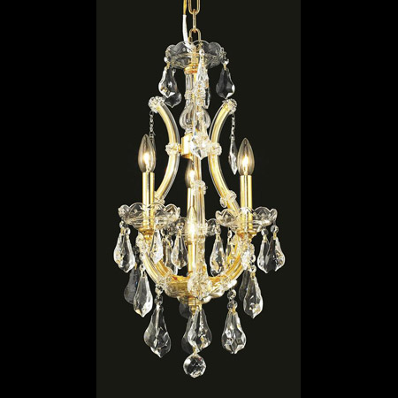 Elegant Lighting 2801D12G/RC Crystal Maria Theresa Mini Chandelier Pendant - (Clear)