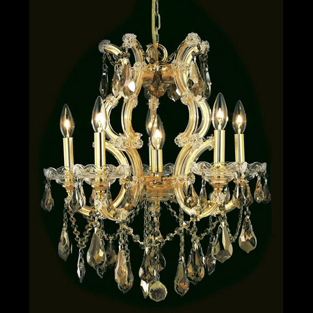 Elegant Lighting 2801D20G-GT/RC Crystal Maria Theresa Chandelier - Golden Teak (Smoky)