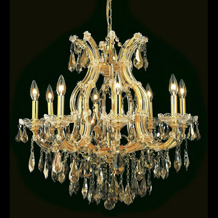 Elegant Lighting 2801D26G-GT/RC Crystal Maria Theresa Chandelier - Golden Teak (Smoky)