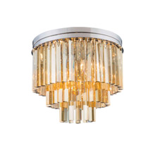 Elegant Lighting 1201F20PN-GT/RC Crystal Sydney Flush Mount Ceiling Light Fixture - Golden Teak (Smoky)