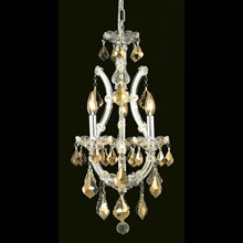 Elegant Lighting 2800D12C-GT/RC Crystal Maria Theresa Mini Chandelier Pendant - Golden Teak (Smoky)