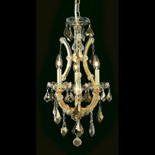 Elegant Lighting 2800D12G-GT/RC Crystal Maria Theresa Mini Chandelier Pendant - Golden Teak (Smoky)