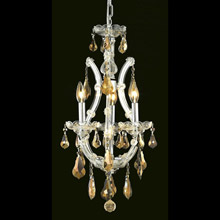Elegant Lighting 2801D12C-GT/RC Crystal Maria Theresa Mini Chandelier Pendant - Golden Teak (Smoky)