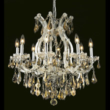 Elegant Lighting 2801D26C-GT/RC Crystal Maria Theresa Chandelier - Golden Teak (Smoky)