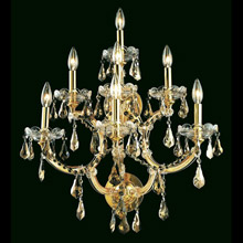 Elegant Lighting 2801W7G-GT/RC Crystal Maria Theresa Wall Sconce - Golden Teak (Smoky)