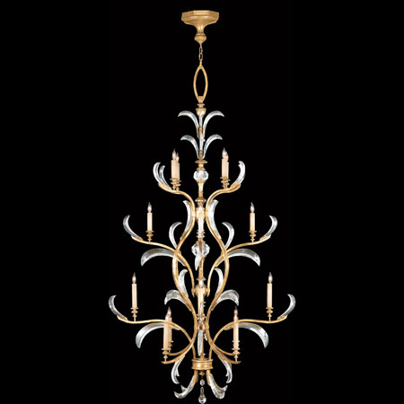 Fine Art Handcrafted Lighting 762940 Crystal Beveled Arcs Gold Extra Tall Chandelier