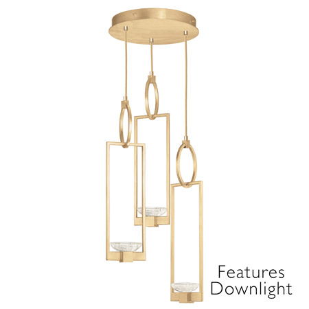 Fine Art Handcrafted Lighting 892940-21 Delphi Gold Round 3 Pendant Light Fixture with Downlights