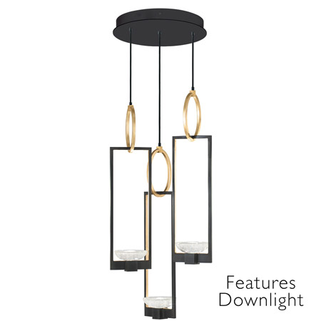 Fine Art Handcrafted Lighting 892940-31 Delphi Black Round 3 Pendant Light Fixture with Downlights